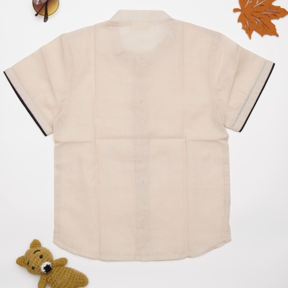 Organic Khadi Cotton Shirt For Boys With Piping | Verified Sustainable by Brown Living™