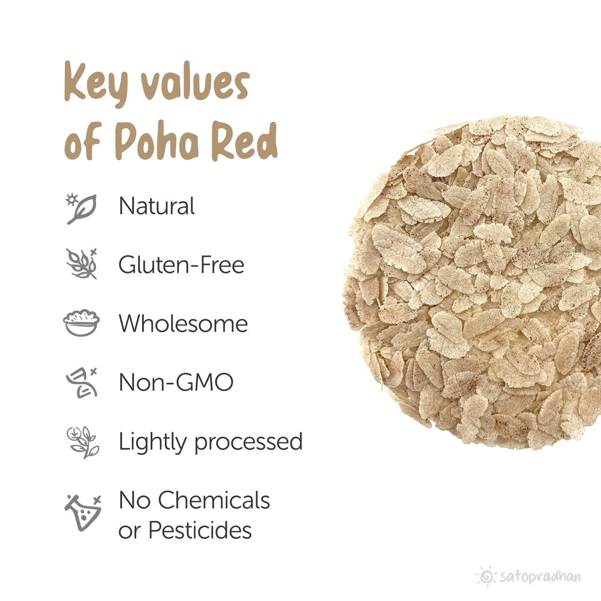 Organic Red Poha 100g - Gluten - Free, Wholesome Grains | Verified Sustainable by Brown Living™