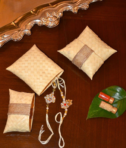 Palm Leaf Gift & Utility Pouch (Set of 2) – Baskets & Boxes by DHARINI available on Brown Living™. Beige . SKU: PLGPOU003E. Img 12.