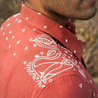 Panther Prowess Eco - Friendly Casual Shirt with Hand Embroidery | Verified Sustainable by Brown Living™