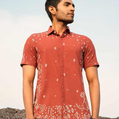 Panther Prowess Eco - Friendly Casual Shirt with Hand Embroidery | Verified Sustainable by Brown Living™