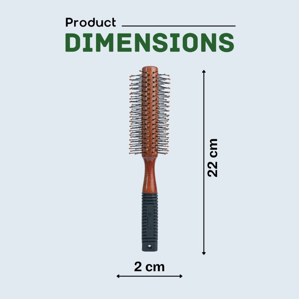 Papdi Wood Hair Roller Brush with Rubber Handle | Verified Sustainable by Brown Living™