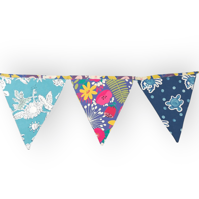 Party Blue Streamer Combo - Blue Banner Bunting + Blue Fringe Streamer Garland (Pack of 2) – Wall Decor on Brown Living™. SKU: UMW - COMBO - BUNT - Blue - 01. Img 6.