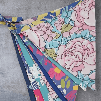 Party Blue Streamer Combo - Blue Banner Bunting + Blue Fringe Streamer Garland (Pack of 2) – Wall Decor on Brown Living™. SKU: UMW - COMBO - BUNT - Blue - 01. Img 2.