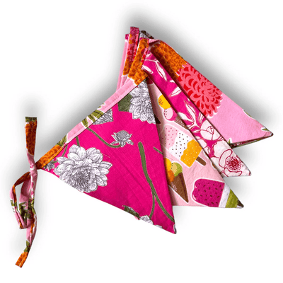 Party Pink Streamer Combo - Pink Banner Bunting + Pink Fringe Streamer Garland (Pack of 2) – Wall Decor on Brown Living™. SKU: UMW - COMBO - BUNT - Pink - 01. Img 3.