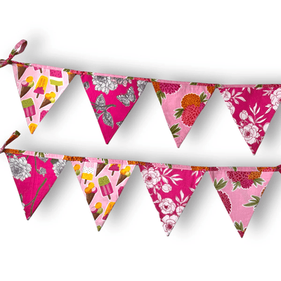Party Pink Streamer Combo - Pink Banner Bunting + Pink Fringe Streamer Garland (Pack of 2) – Wall Decor on Brown Living™. SKU: UMW - COMBO - BUNT - Pink - 01. Img 5.