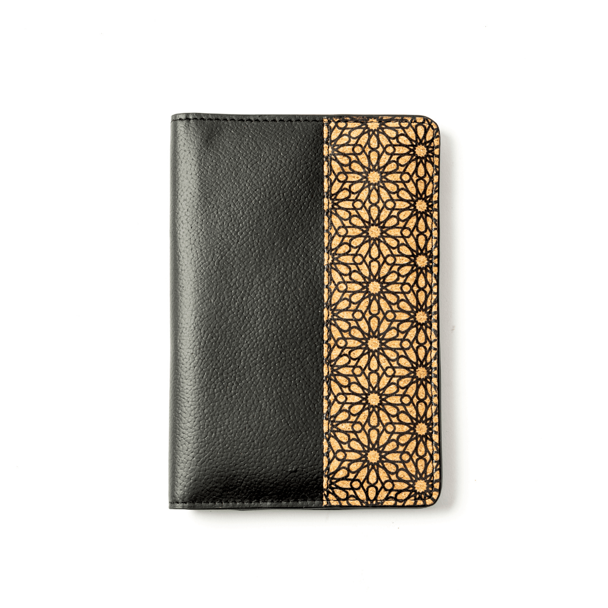Passport Holder with Storage Slots – Plant Leather & Cork Print (Black) | Verified Sustainable by Brown Living™