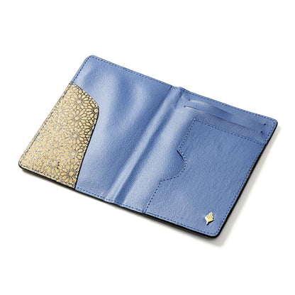 Passport Holder with Storage Slots – Plant Leather & Cork Print (Blue) | Verified Sustainable by Brown Living™