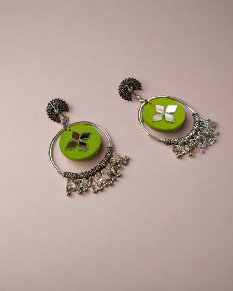 Pastel Green Jhumkas for Day Outfits – Womens earrings by The serene by Rainvas available on Brown Living™. . SKU: RVS - SER - EAR - 105. Img 4.