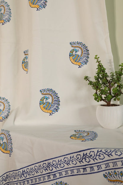 Peacock Cotton Door Curtain 7x4 Feet (Set of 2) | Verified Sustainable by Brown Living™