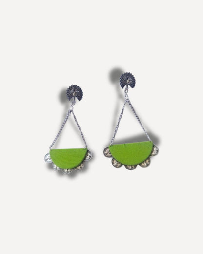 Peacock Green Chain Drops for Statement Days – Womens earrings by The serene by Rainvas available on Brown Living™. . SKU: RVS - SER - EAR - 94. Img 3.