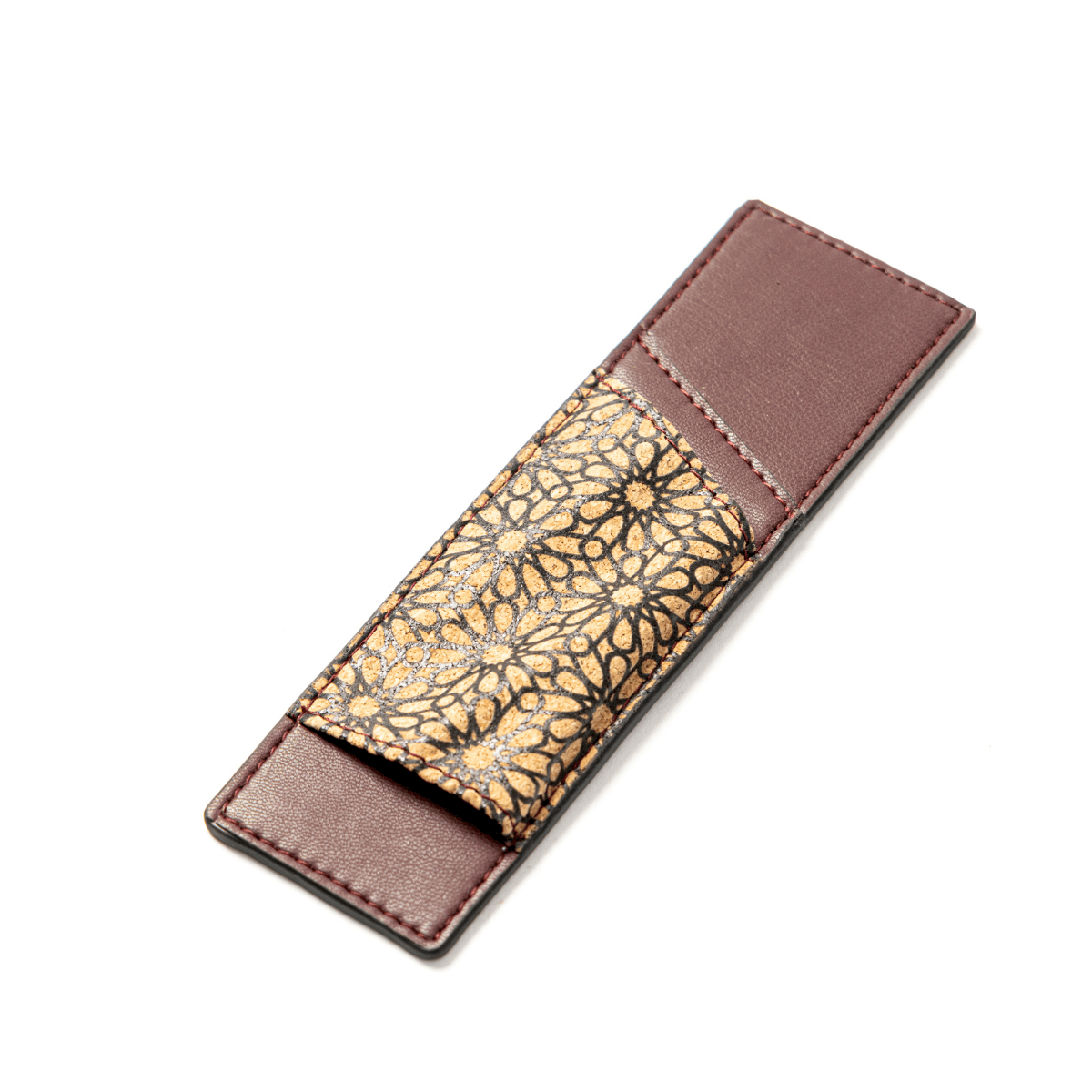 Pen Holder with Slot – Plant Leather & Printed Cork (Maroon) | Verified Sustainable by Brown Living™