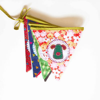 Personalized Name Banner with Animal Motifs (Triangle Flag) – Wall Decor on Brown Living™. SKU: UMW - BUNTING - PRSN - ANML - 01. Img 2.