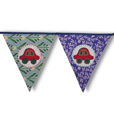 Personalized Name Banner with Cars Motifs (Triangle Flag) – Wall Decor on Brown Living™. SKU: UMW - BUNTING - CARS - 01. Img 5.