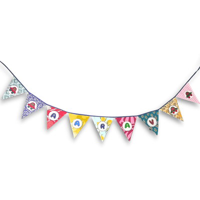 Personalized Name Banner with Cars Motifs (Triangle Flag) – Wall Decor on Brown Living™. SKU: UMW - BUNTING - CARS - 01. Img 2.