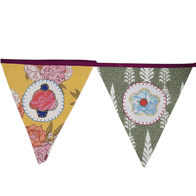 Personalized Name Banner with Cupcake & Flower Motifs (Triangle Flag) – Wall Decor on Brown Living™. SKU: UMW - BUNTING - CPCKFLR - 01. Img 4.