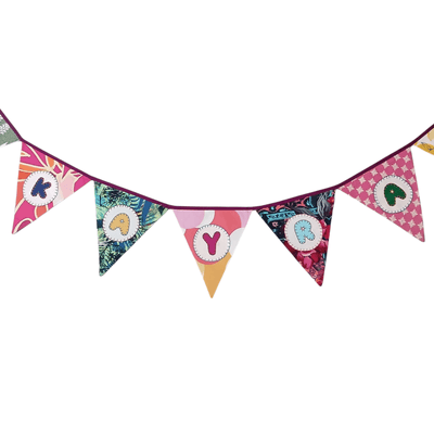 Personalized Name Banner with Cupcake & Flower Motifs (Triangle Flag) – Wall Decor on Brown Living™. SKU: UMW - BUNTING - CPCKFLR - 01. Img 3.
