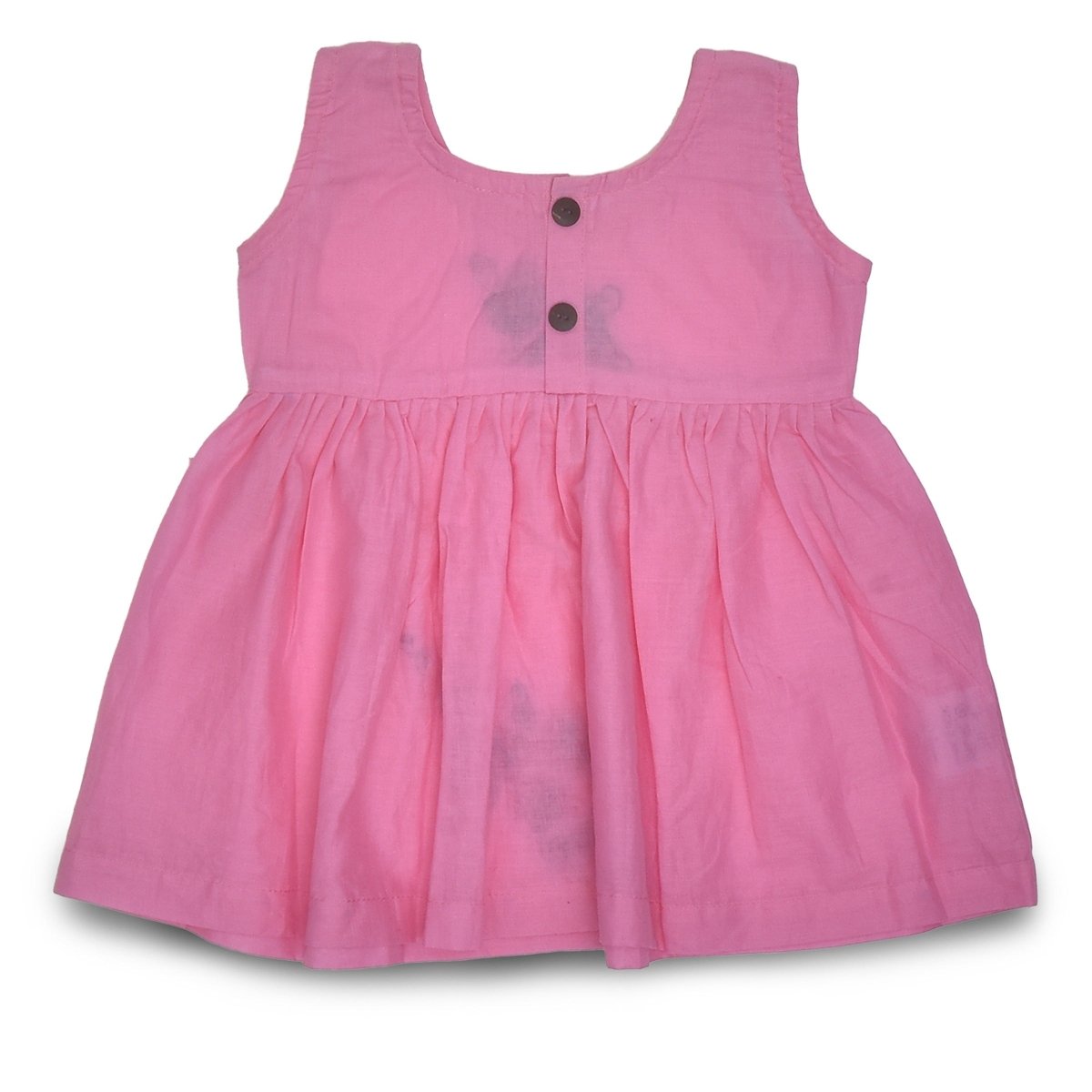 Pink Cotton Baby Dress with Daisy Design Hand Embroidery | Verified Sustainable by Brown Living™