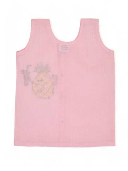 Pink Cotton Front Open Jabla - Pineapple Design Hand Embroidery | Verified Sustainable by Brown Living™