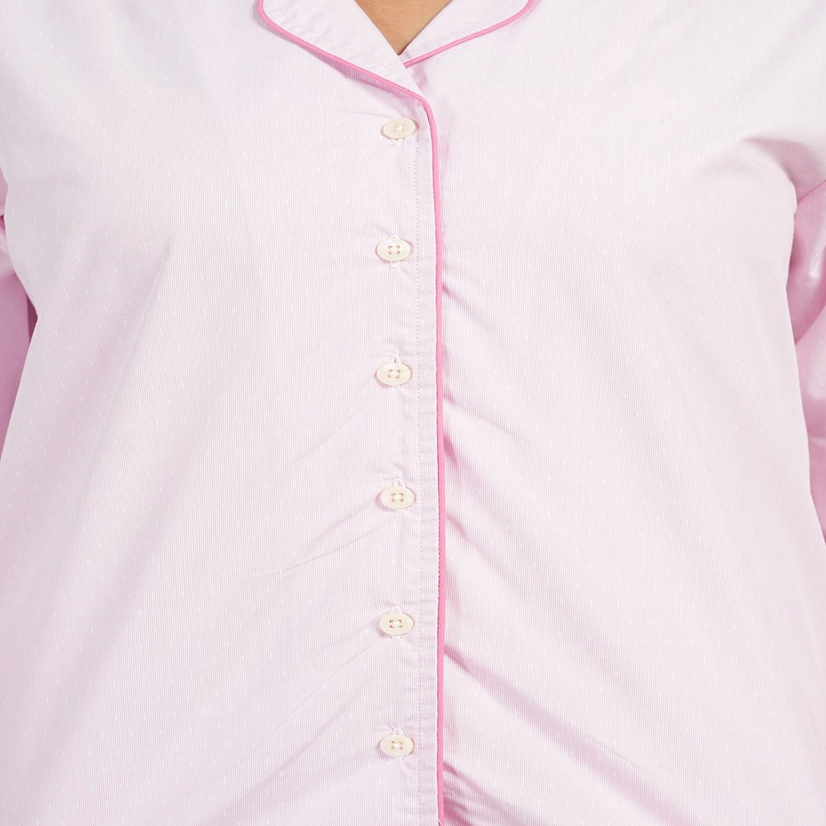 Pink Cotton Night Suit – Shirt & Pants | Verified Sustainable by Brown Living™