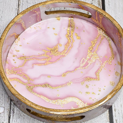 Pink Marble Design Round Trays - Pack of 3 | Verified Sustainable by Brown Living™