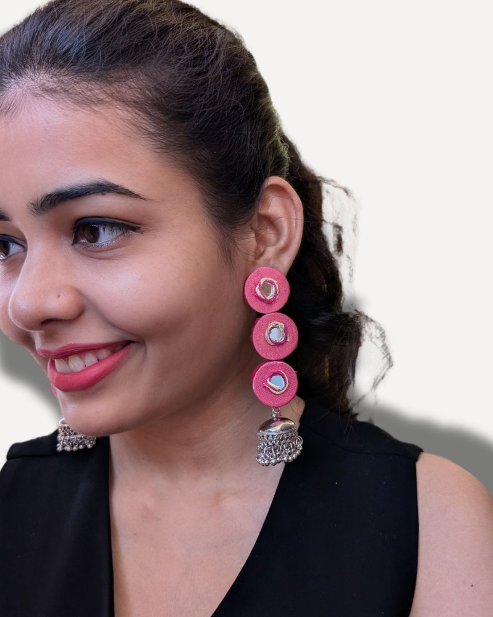 Pink Thread Drop Earrings for Boho Days | Verified Sustainable by Brown Living™