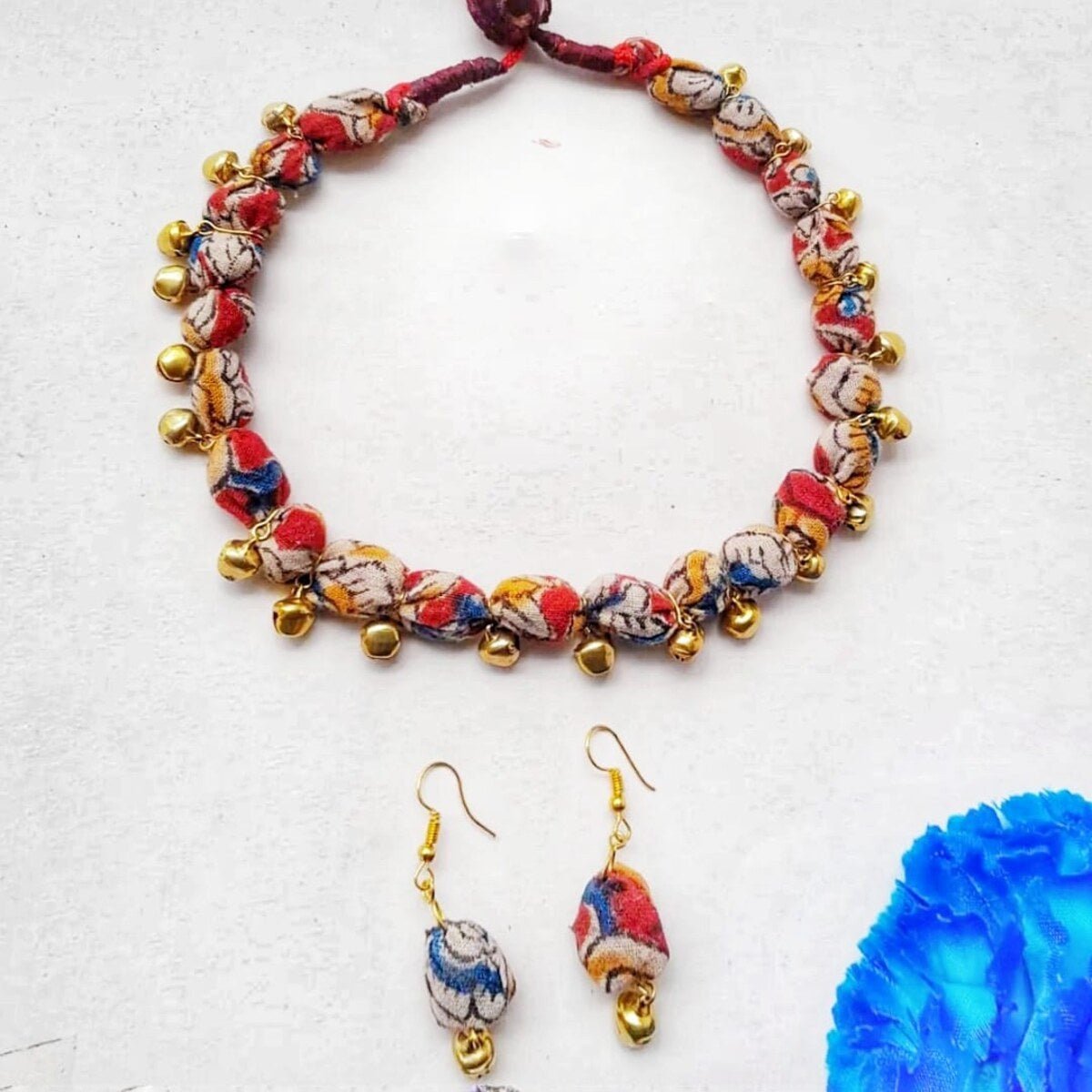Plantable Seed with kalamkari Necklace Set – Womens Necklaces by Nidhi handmade available on Brown Living™. . SKU: tamarind seed - kalamkari set. Img 2.