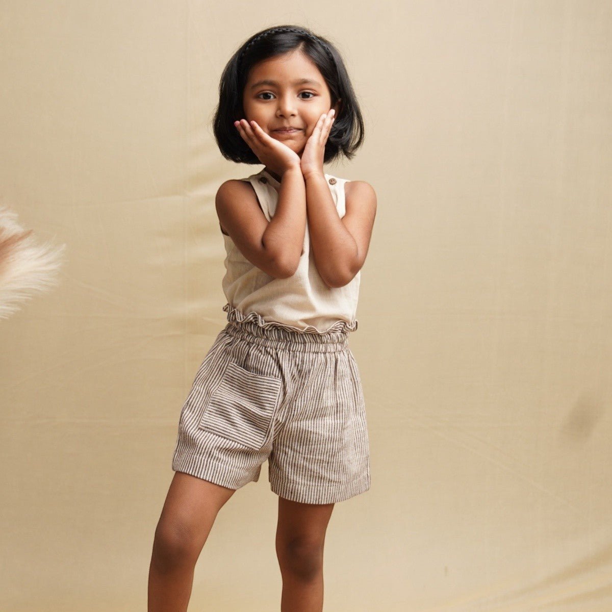 Playful Ruffle Hem Cotton Shorts for Girls | Verified Sustainable by Brown Living™