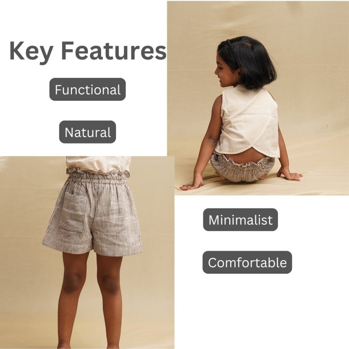 Playful Ruffle Hem Cotton Shorts for Girls | Verified Sustainable by Brown Living™