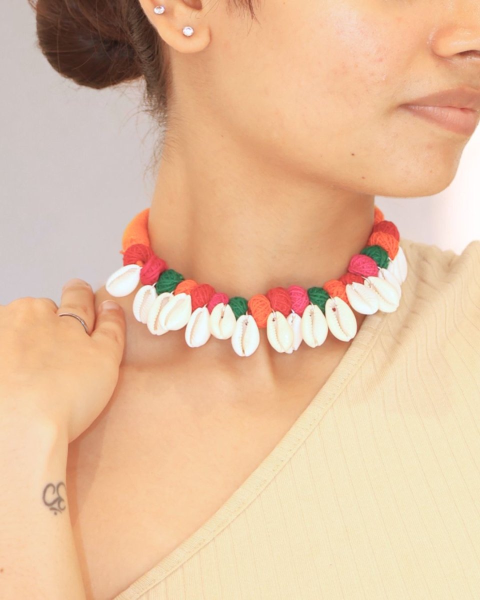 Playful Shell & Pom Pom Necklace for Breezy Days | Verified Sustainable by Brown Living™