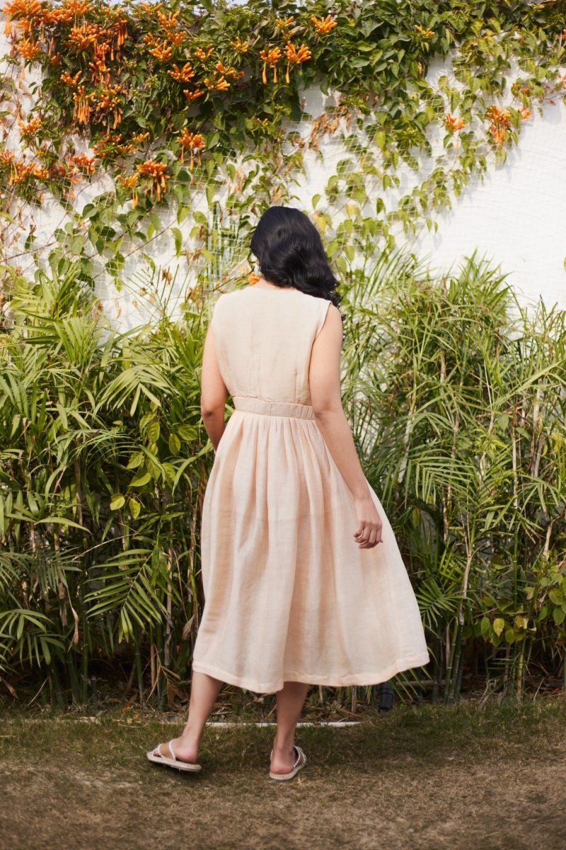 Portobello Road Pleated Dress - Beige | Verified Sustainable by Brown Living™