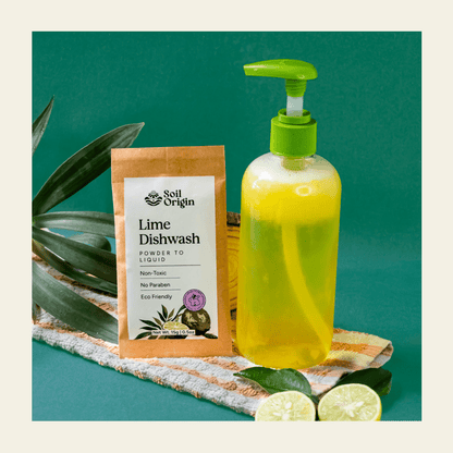 Powder to Liquid Dishwash | Lime Fragrance | Makes 250ml | Verified Sustainable by Brown Living™