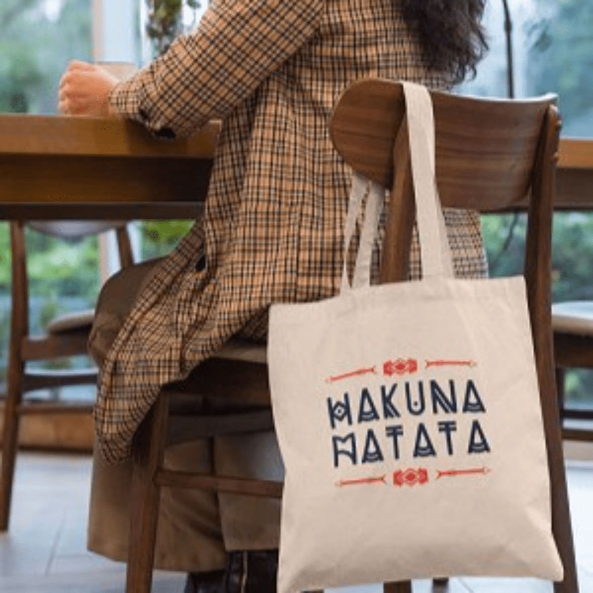 Premium Cotton Canvas Tote Bag - Hakuna Matata White | Verified Sustainable by Brown Living™