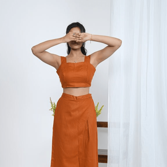 Pure Hemp Fabric Rust Orange Crop Top | Loungewear [Limited Edition] | Verified Sustainable by Brown Living™