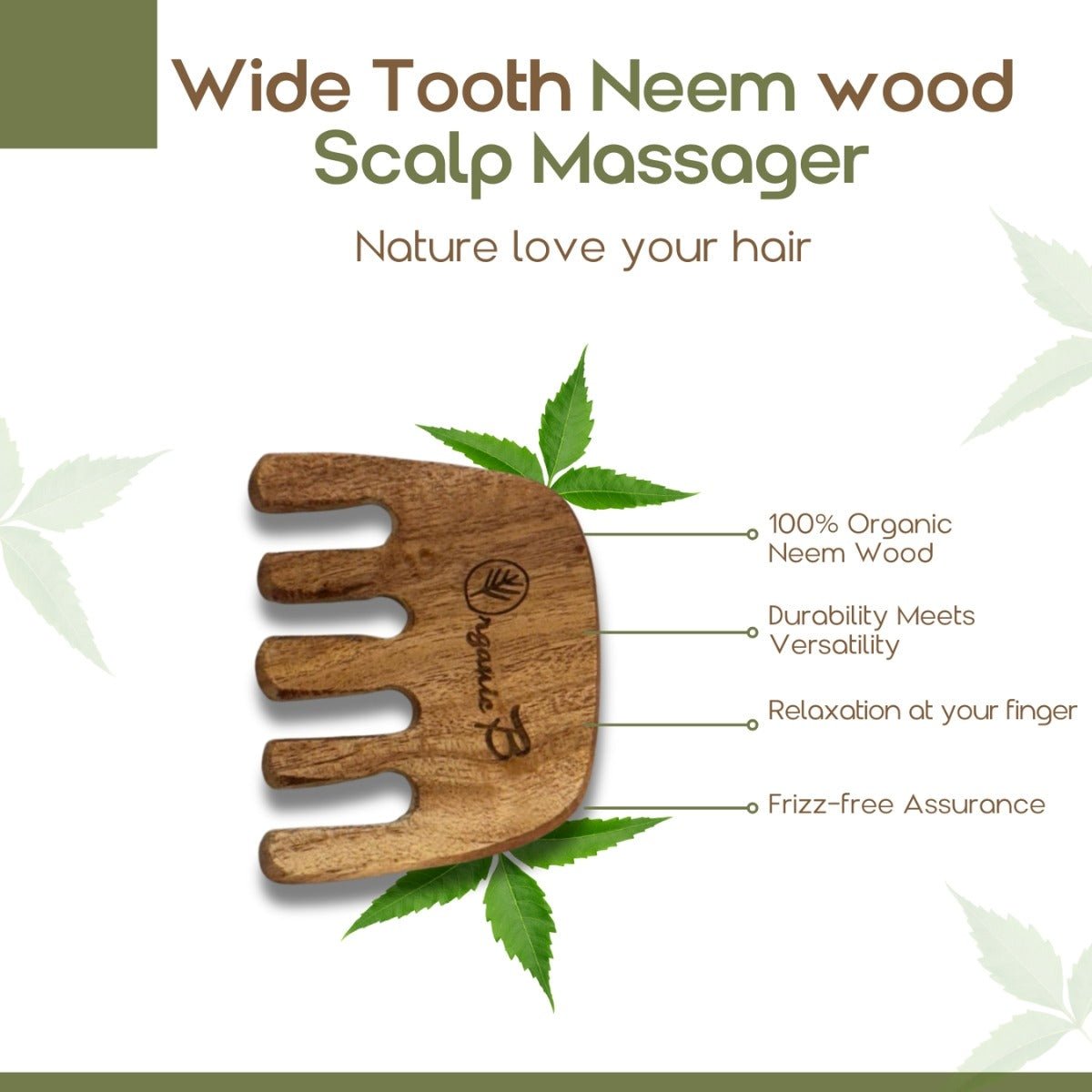 Pure Margosa Neem Scalp & Face Massager Comb | Verified Sustainable by Brown Living™