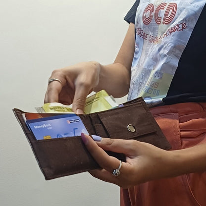 Pure Silk Wallet with Leather Look | Sustainable & Unique | Verified Sustainable by Brown Living™