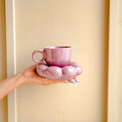 Purple Bubble Mug and Saucer Set of 2 | Verified Sustainable by Brown Living™