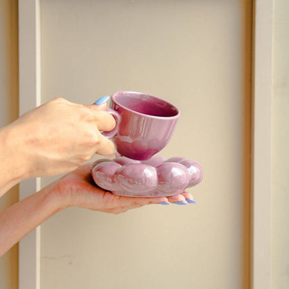 Purple Bubble Mug and Saucer Set of 2 | Verified Sustainable by Brown Living™