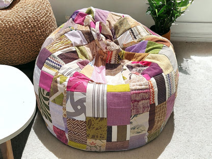 Purple & Green patchwork printed beanbag | Verified Sustainable by Brown Living™