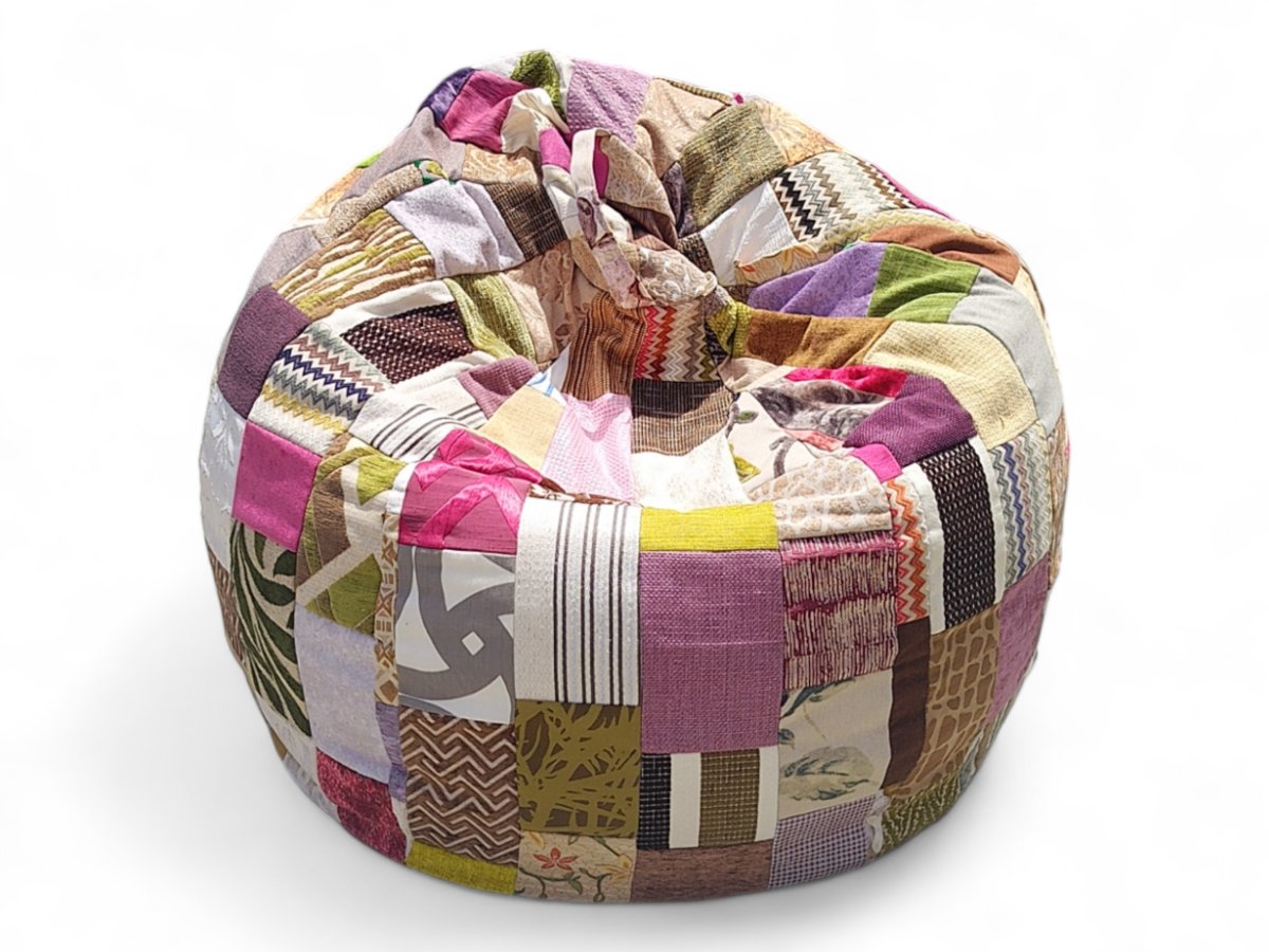 Purple & Green patchwork printed beanbag | Verified Sustainable by Brown Living™