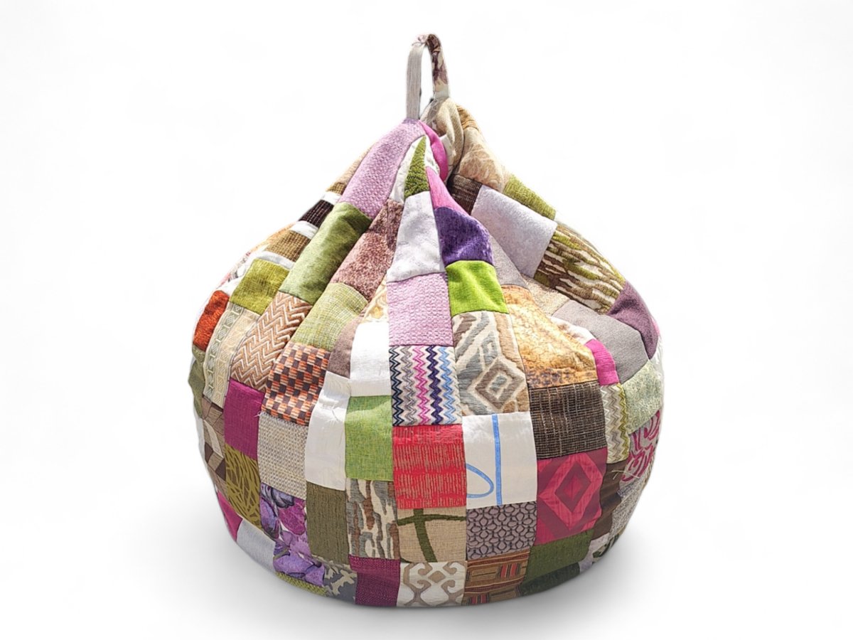 Purple & Green patchwork printed beanbag | Verified Sustainable by Brown Living™