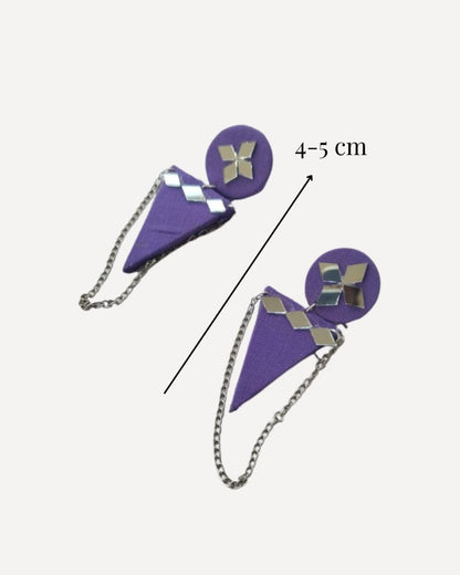 Purple Mirror Chain Earrings for Festive Evenings – Womens earrings by The serene by Rainvas available on Brown Living™. . SKU: RVS - SER - EAR - 84. Img 3.