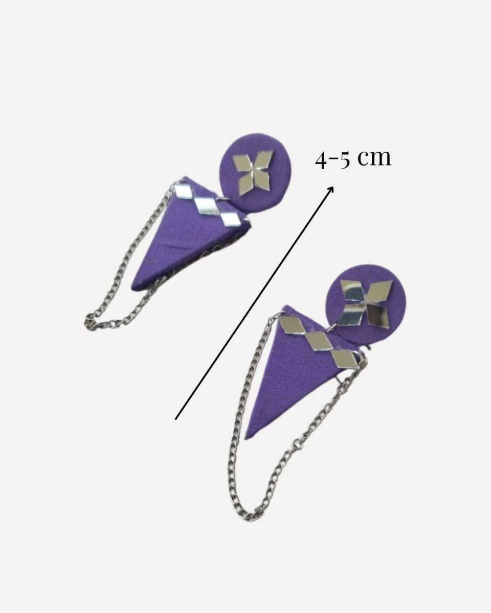 Purple Mirror Chain Earrings for Festive Evenings – Womens earrings by The serene by Rainvas available on Brown Living™. . SKU: RVS - SER - EAR - 84. Img 3.