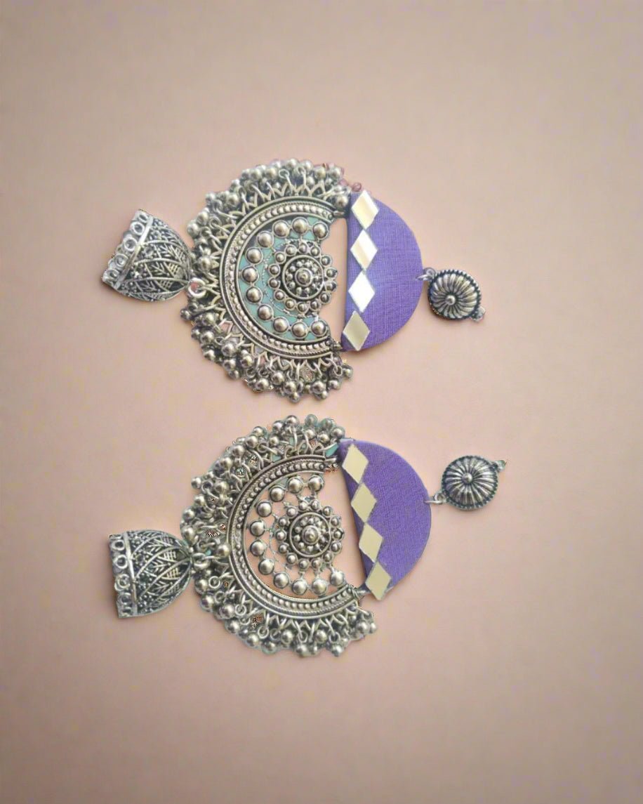 Purple Mirror Jhumkas for Evening Glam – Womens earrings by The serene by Rainvas available on Brown Living™. . SKU: RVS - SER - EAR - 28. Img 3.