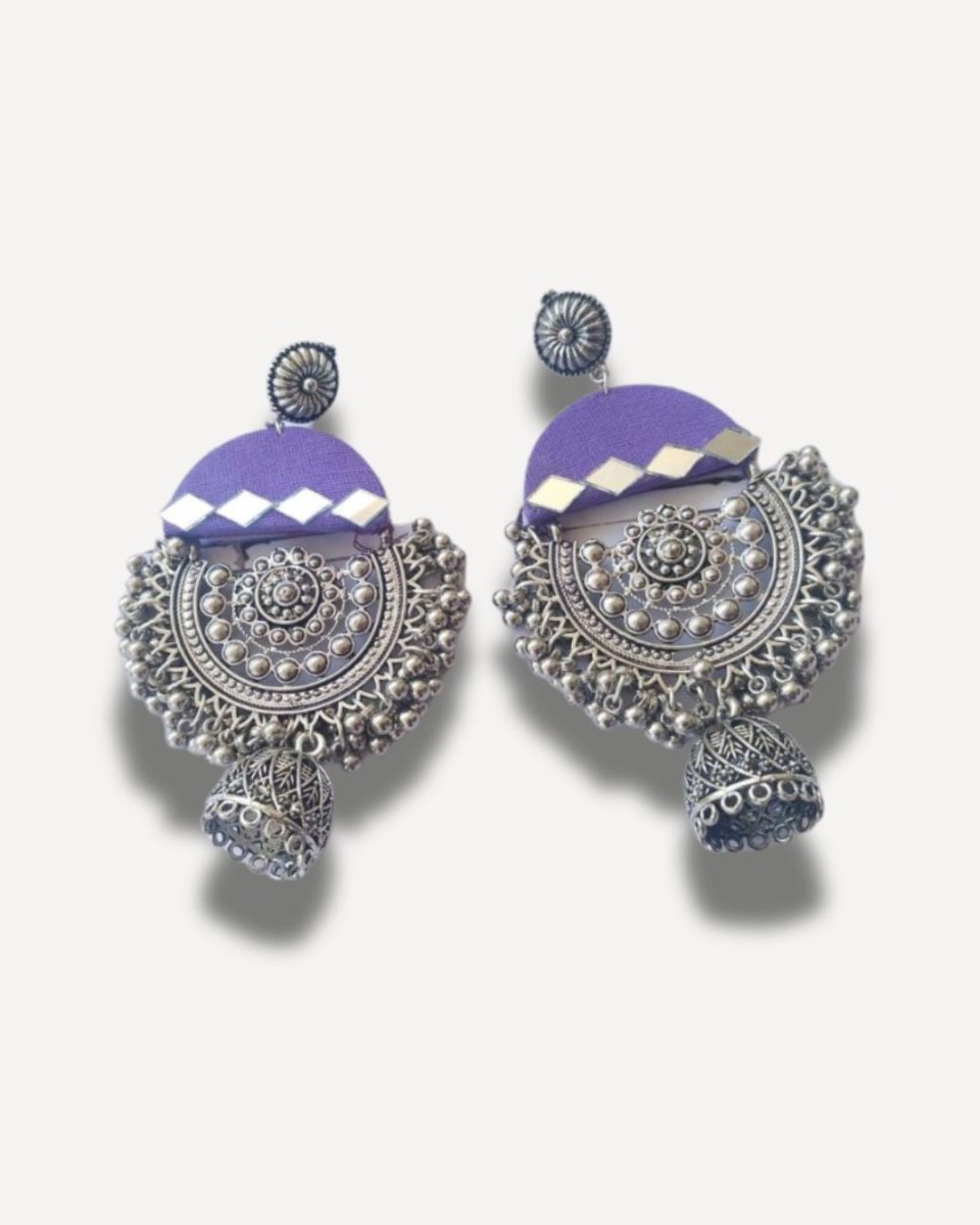 Purple Mirror Jhumkas for Evening Glam – Womens earrings by The serene by Rainvas available on Brown Living™. . SKU: RVS - SER - EAR - 28. Img 5.
