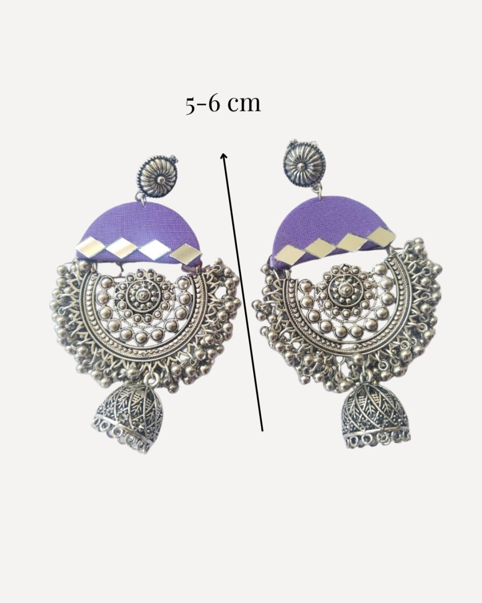 Purple Mirror Jhumkas for Evening Glam – Womens earrings by The serene by Rainvas available on Brown Living™. . SKU: RVS - SER - EAR - 28. Img 4.