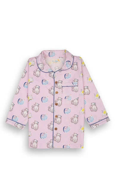 100% Cotton Purr - fect Kids Collar Night Suit Set – Kids Nightwear on Brown Living™. SKU: PST23K1. Img 5.