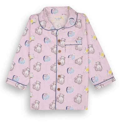 100% Cotton Purr - fect Kids Collar Night Suit Set – Kids Nightwear on Brown Living™. SKU: PST23K1. Img 8.