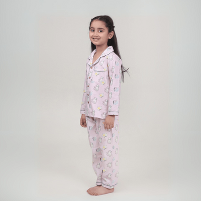 100% Cotton Purr - fect Kids Collar Night Suit Set – Kids Nightwear on Brown Living™. SKU: PST23K1. Img 2.