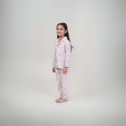 Purr - fect Set Unisex Kids Cotton Night Suit, Collar Pajama Set | Verified Sustainable by Brown Living™